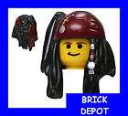   Minifig Headgear Hair Long Black Tousled Braided Bandana Jack Sparrow