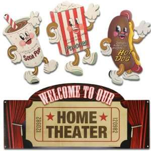    Home Theater Welcome Dancing Snack Signs Set: Home & Kitchen