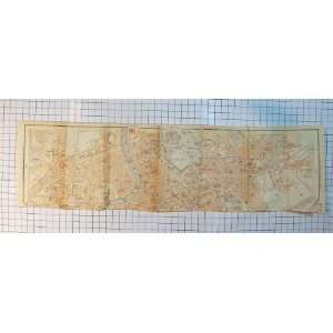  Antique Map Street Plan Rome Italy River Tevere
