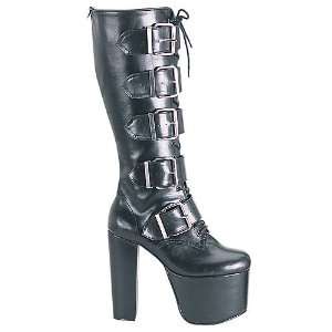  TORMENT 718 5 1/2 5 Buckle Blk Pu Knee Boot: Everything 