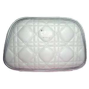  Dior White Faux Leather Quilted Makeup Bag: Beauty