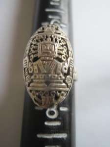 VINTAGE PERU AZTEC WARRIOR GOD STERLING SILVER 24mm RING SIZE 7  