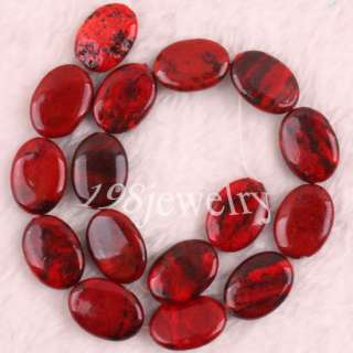 18x25MM Red Brazilian Azurite Oval Loose Beads Strand 15.5 TA185 