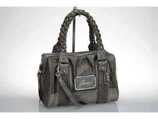 GUESS Perla   Large 4G Stamped Satchel Purse Gray NWT  