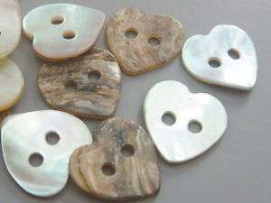 100 Mother of Pearl Heart Shell Buttons B53  