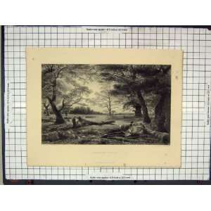    C1880 Windsor Forest Trees Engraving Prior Linnell
