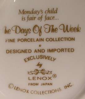 LENOX china DAYS OF THE WEEK figurine MONDAYS CHILD  