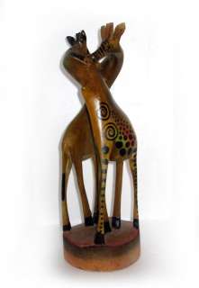 Hand Carved Wood Giraffe 12 Statue African Decor Figurine Kenya 