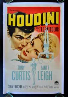 HOUDINI * 1SH MOVIE POSTER 1953 TONY CURTIS JANET LEIGH  