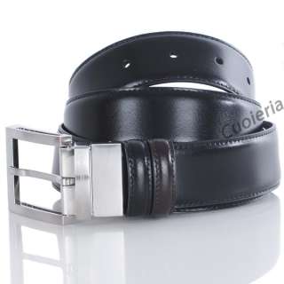 PIQUADRO Men Reversible Belt Genuine Black & Brown Leather Prong 
