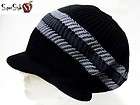 Gray Black Blue Striped Design Jamaica Rasta Dread Lock Newsboy Cotton 