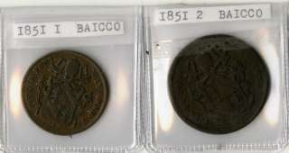 Italy Coins 1851 Baiocco Papal States Pope Pius IX  