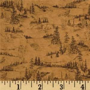   Park Scenic Toile Tan Fabric By The Yard: Arts, Crafts & Sewing