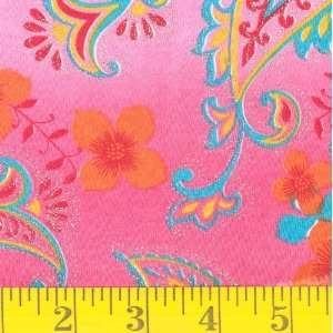  60 Wide Rib Knit Pink Paisley Fabric By The Yard: Arts 