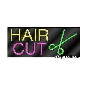  HAIR CUT Neon Sign w/Graphic: Office Products