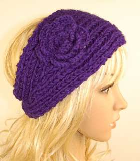 Crochet Headband Hair Band Knitted Flower Button 9 Colr  
