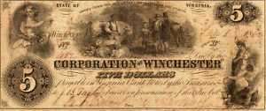 Obsolete Currency/Virginia corp of Winchester, $5 1862  