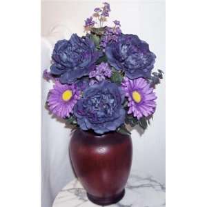  Midnight Blue & Purple Tinged Peonies,Purple Daisies