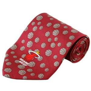  Miami Heat Red Basketball Print Silk Neck Tie: Sports 