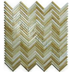   Cream/Beige Herringbone Pattern Collection Glossy Glass Tile   13816