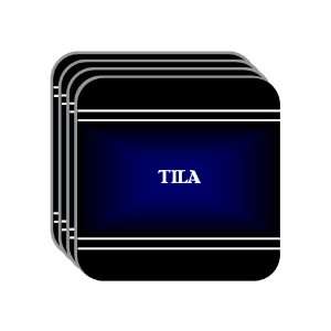 Personal Name Gift   TILA Set of 4 Mini Mousepad Coasters (black 