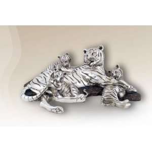  Tiger Mom and Cubs Silver Plated Sculpture: Home & Kitchen