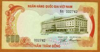 Vietnam South, ND (1972) 500 dong, P 33, aUNC    TIGER  