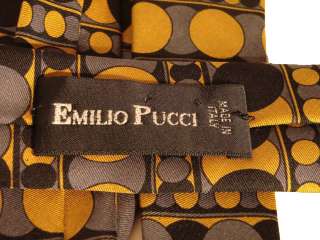 Emilio Pucci Tan Grey Black Geometric Tie  