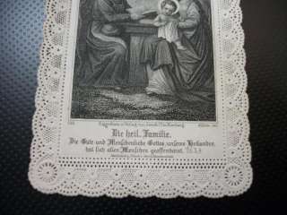 SPLENDID*HEALING FAMILY*Antique GERMAN LACE HOLY CARD  