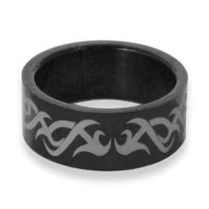  Black Thorny Tribal Stainless Steel Mens Ring size 10 