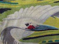 Fabulous RAREST Vintage Barkcloth Egrets Fabric Panel  