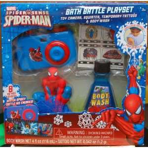   Bath Battle Playset Toy Camera, Squirter, Body Wash, Scrubby Pouf and