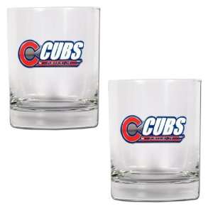  Chicago Cubs 2pc Rocks Glass Set: Sports & Outdoors