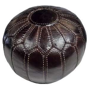  Brown Baseball Leather Pouf