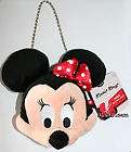 Disney Store Minnie Mouse Face RED polka dot BOW Girls Plush Purse 