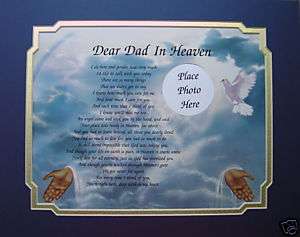 DEAR DAD IN HEAVEN MEMORIAL POEM GIFT LOSS OF LOVED ONE  