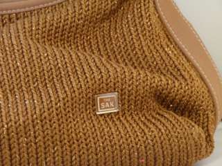 The Sak Purse Golden Bronze Crochet Handbag Shoulder Bag Adjustable 