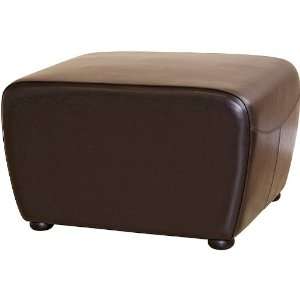  Wholesale Interiors Emelie Square Leather Ottoman in Black 