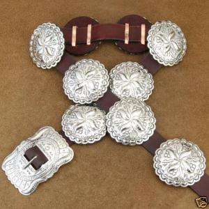 Navajo Hand Stamped Traditional Silver Concho Belt  