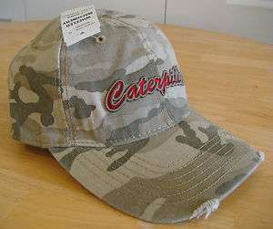 Caterpillar Desert Camo w/ Red Logo Cat Hat / Cap w/ Velcro Closure 