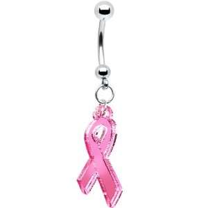  Breast Cancer Pink Ribbon Belly Ring: Jewelry