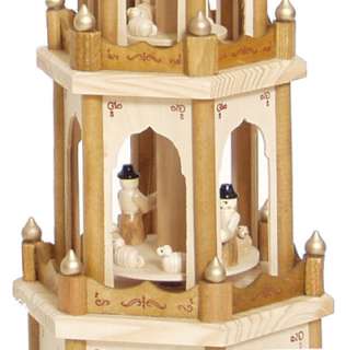 Christmas Pyramid 24 Inches Nativity Play 4 Tier Carousel with 6 