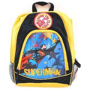  Superman Yellow and Black Kids Backpack Book Bag With 