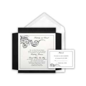  Black and White Filigree Pocket Wedding Invitation Health 