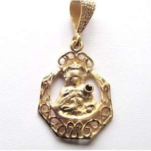 14kt Overlay Santa Barbara Medal with a Red Stone Health 