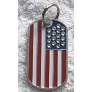   Flag Military Crystal Bling Dog Cat Pet Collar ID Tag: Pet Supplies