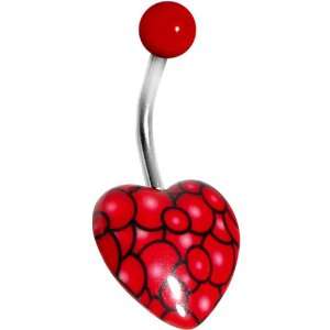  Red Bubble Bursting Heart Belly Ring: Jewelry