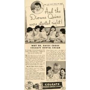  1937 Ad Colgate Toothpaste Dionne Quintuplets Dafoe 