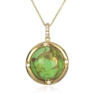  Gold Blocked Green Turquoise Pendant 18 CHELINE Jewelry