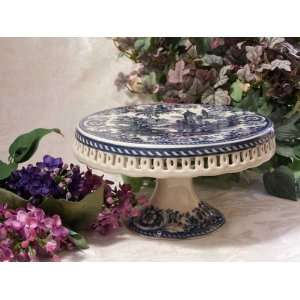  Cake Plate Blue Porcelain: Kitchen & Dining